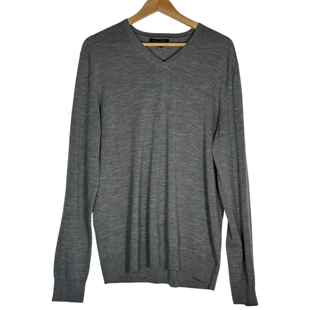 Banana Republic Mens Gray V Neck Merino Wool Sweater Dark Academia  Preppy Large